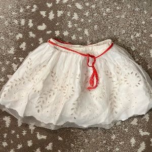 Eyelet skirt with tulle overlay
